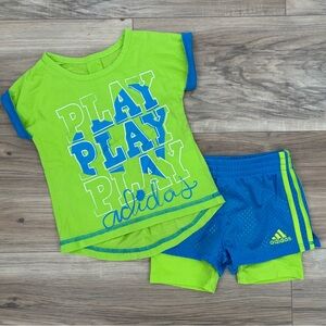 Adidas Girls' Neon Green & Blue 'Play' Active Set
